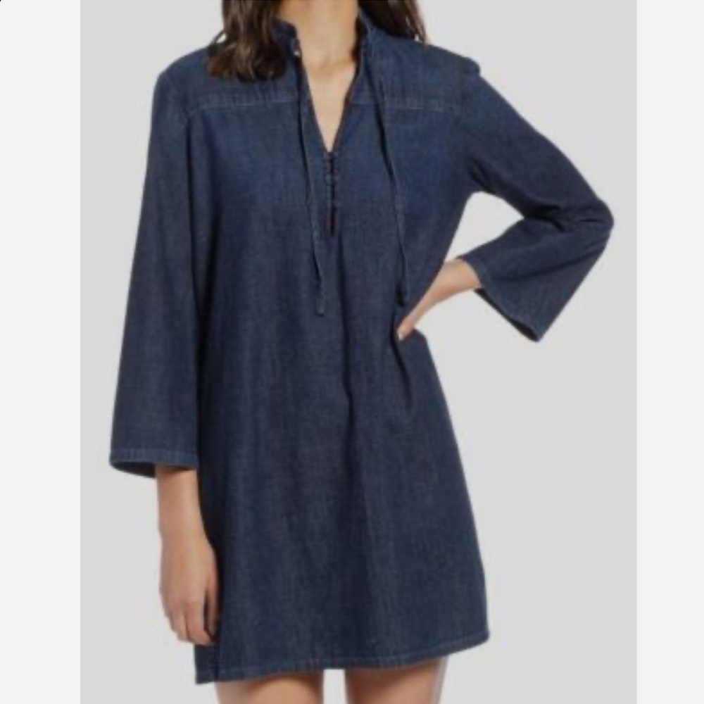 AG Denim Jean Shift Dress Bell-Sleeve Cotton Size XS NWT‎
